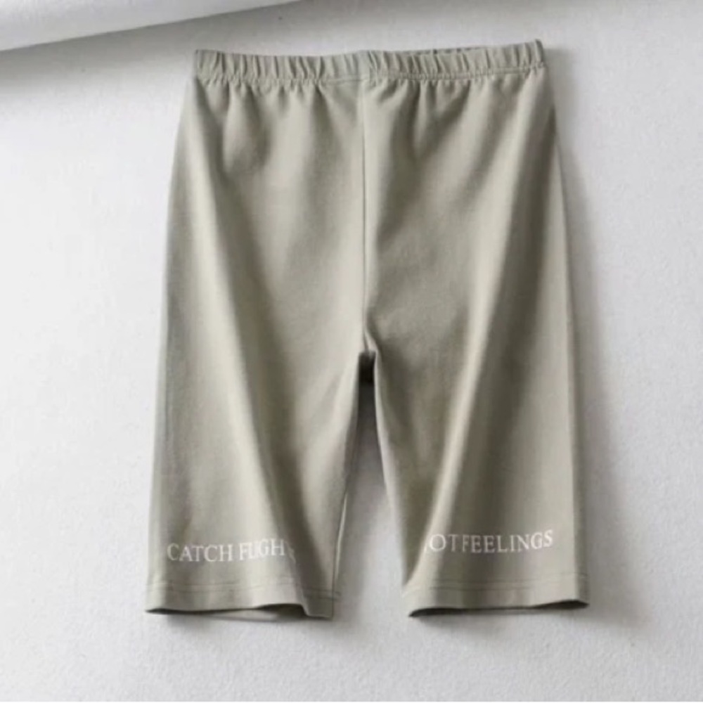 Beige Catch Flights Not Feelings Bike Shorts